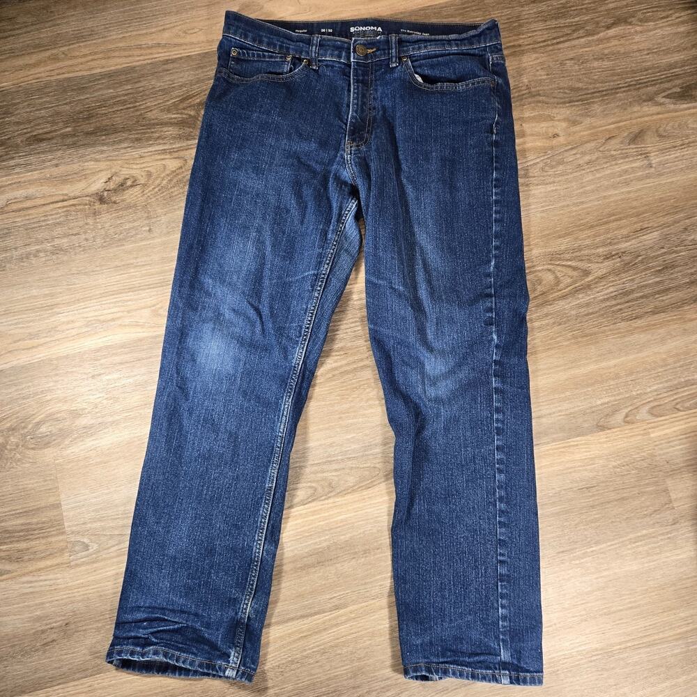 Sonoma Everyday Jeans Mens 36x32 Blue Denim Regular Fit Straight Leg Casual